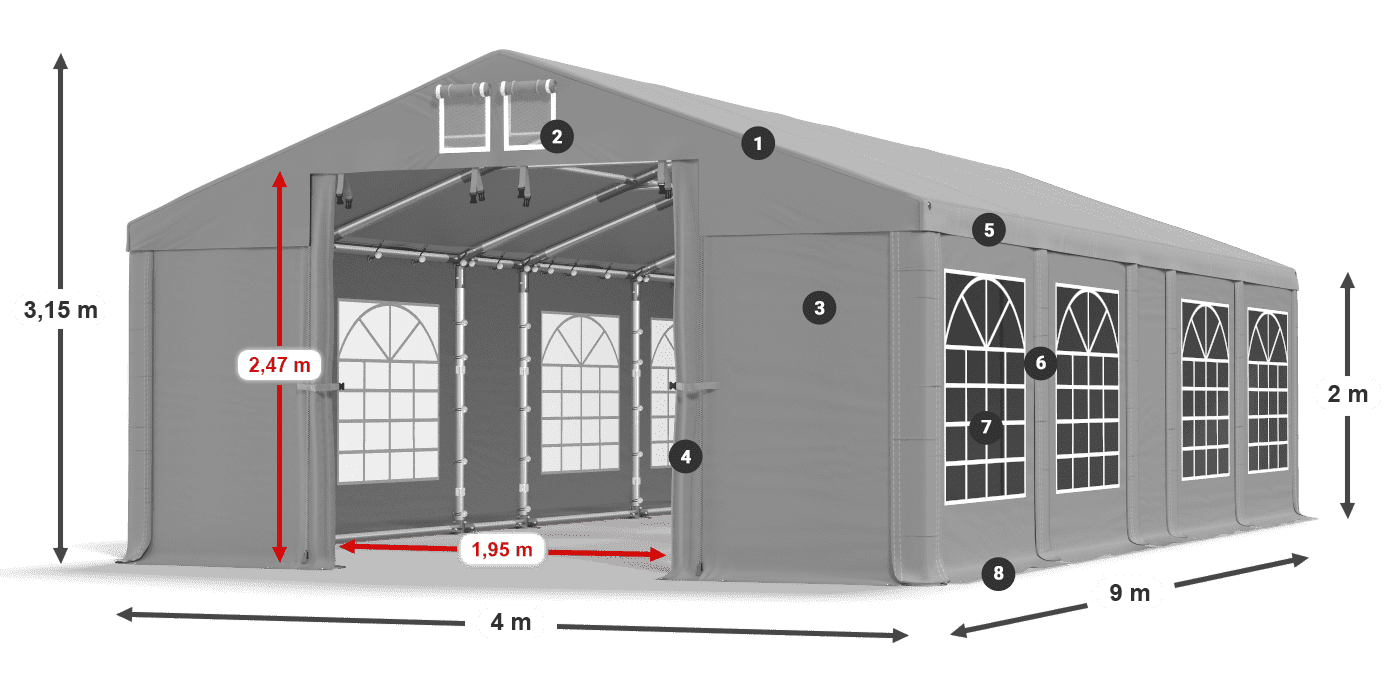Streha: FR 620 PVC Stene: SD 500 PVC 2 m legenda
