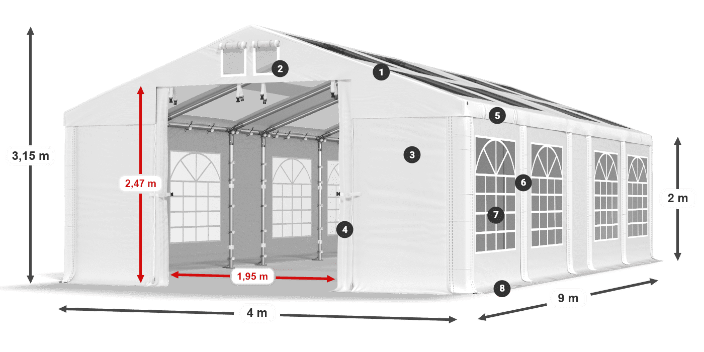 Streha: MS 580 PVC Stene: SD 500 PVC 2 m legenda