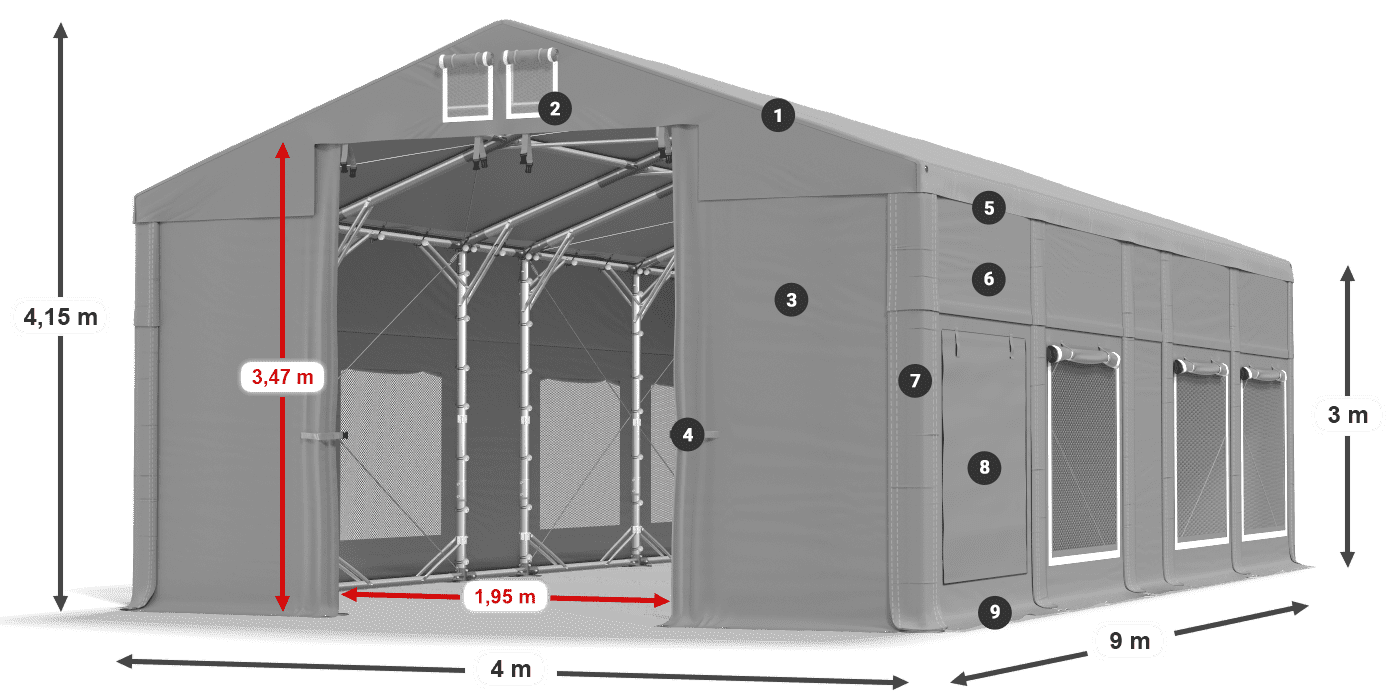 Streha: FR 620 PVC Stene: SD 500 PVC 3 m legenda