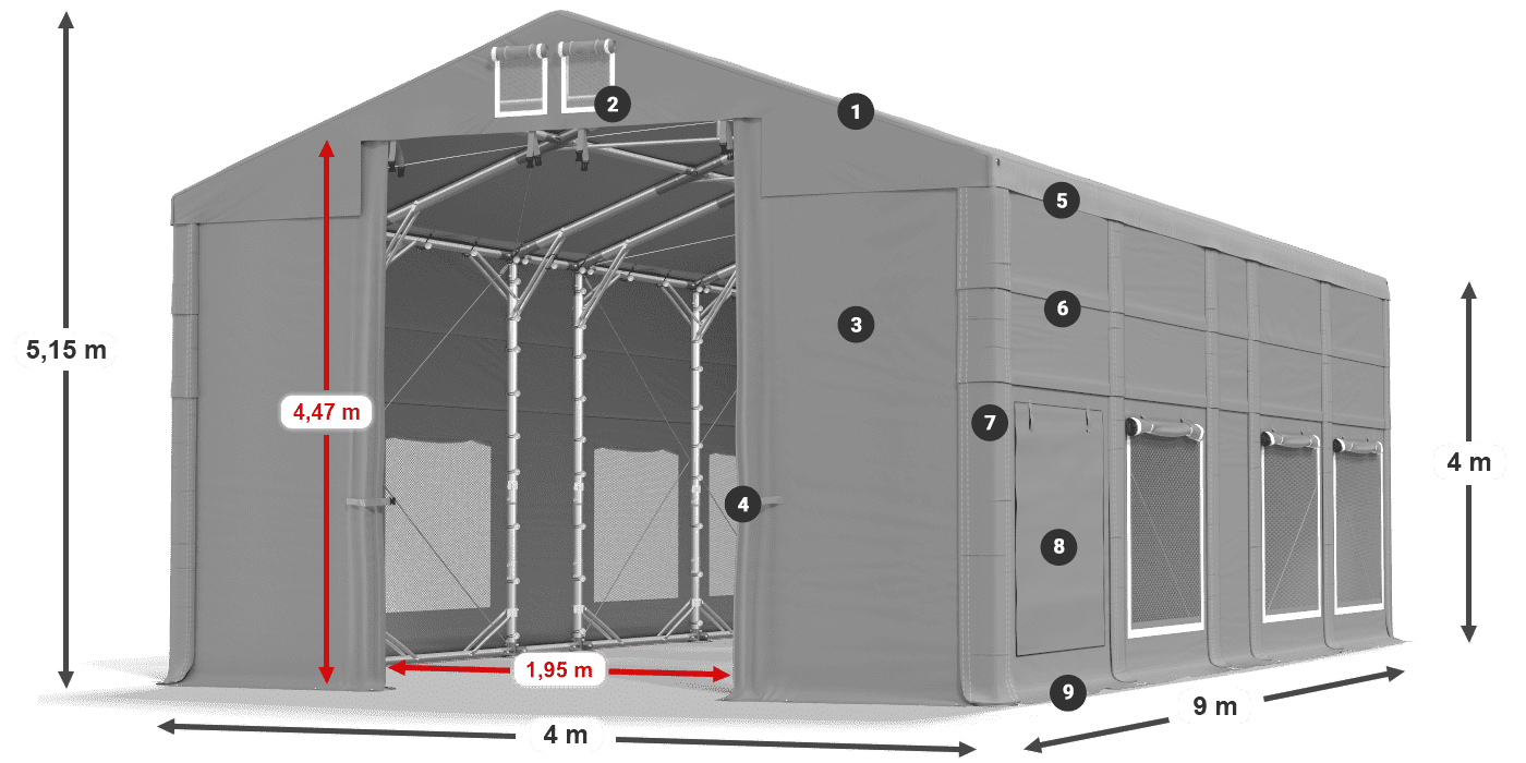 Streha: FR 620 PVC Stene: SD 500 PVC 4 m legenda