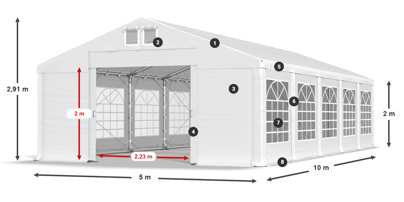 Streha: FR 620 PVC Stene: SD 500 PVC 2 m legenda