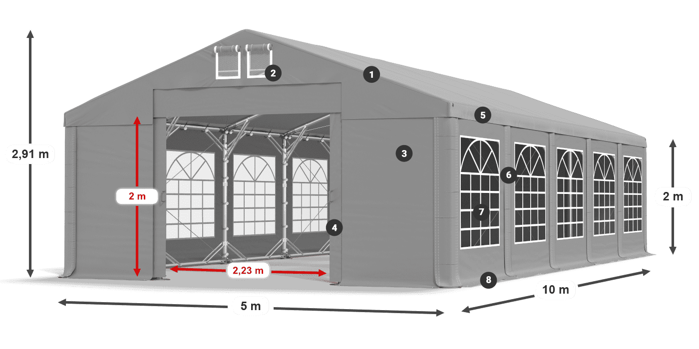 Streha: FR 620 PVC Stene: SD 500 PVC 2 m legenda