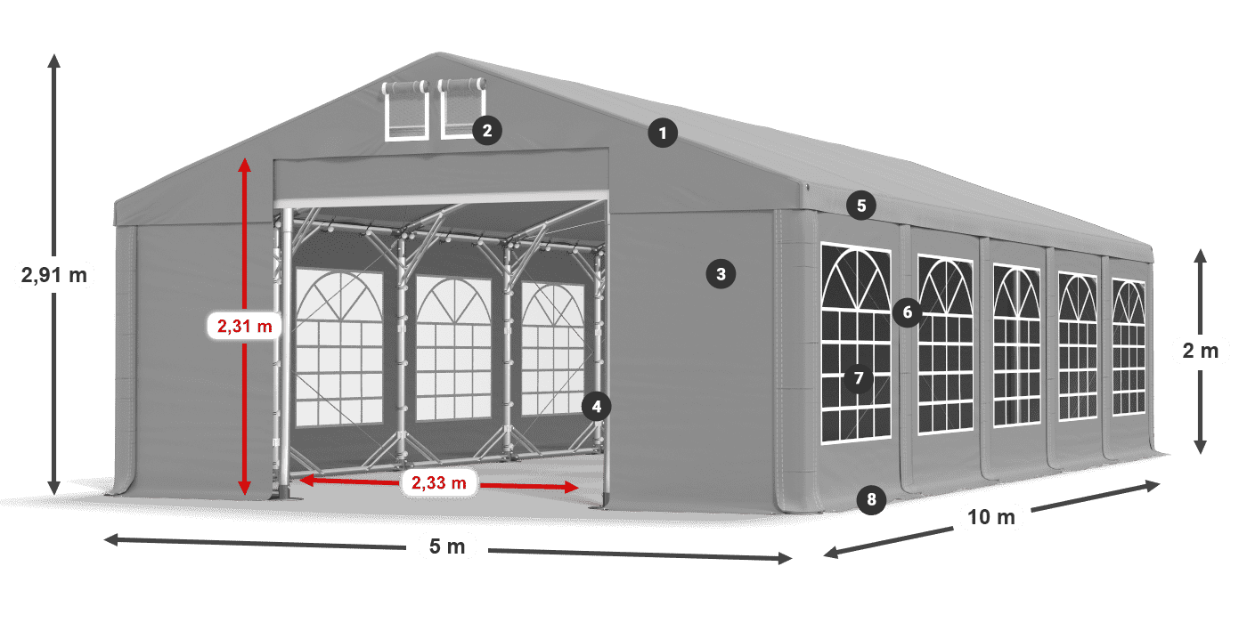 Streha: FR 620 PVC Stene: SD 500 PVC 2 m legenda