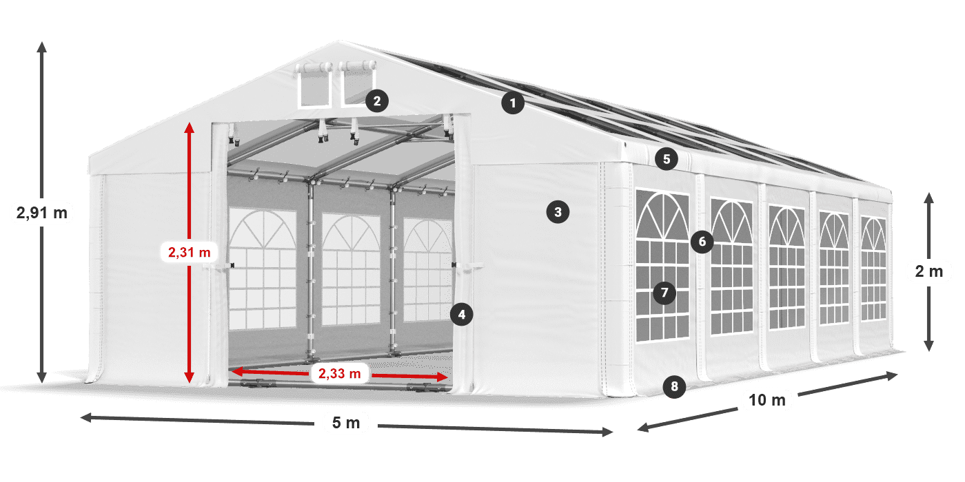 Streha: MS T 580 PVC Stene: FR 620 PVC 2 m legenda