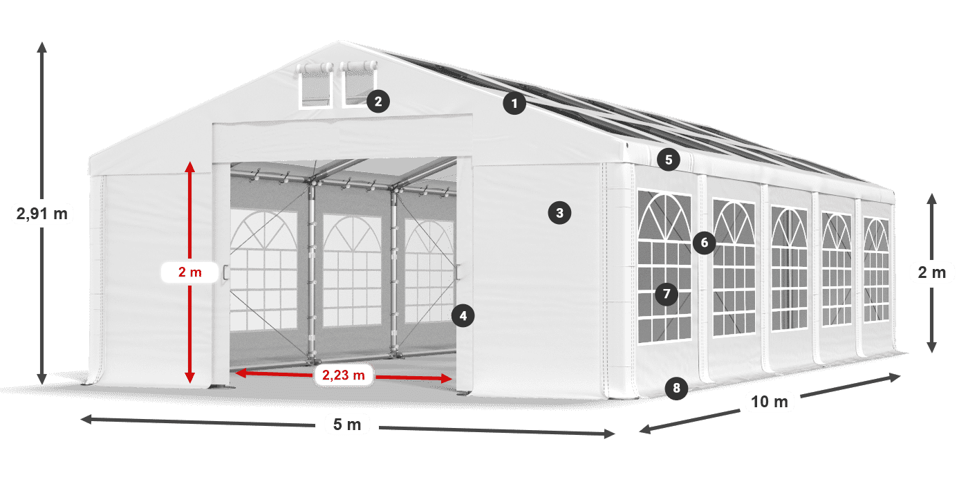 Streha: MS T 580 PVC Stene: FR 620 PVC 2 m legenda