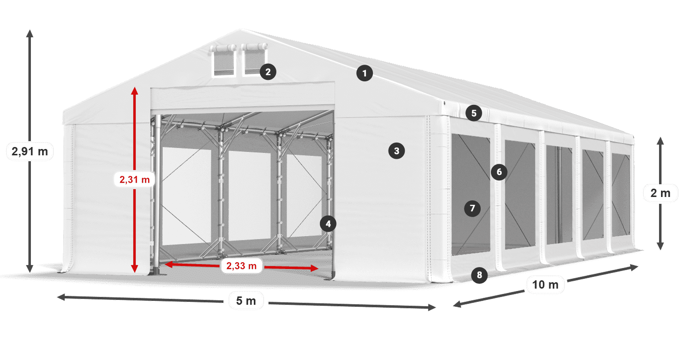 Streha: MS 580 PVC Stene: MS 580 PVC 2 m legenda