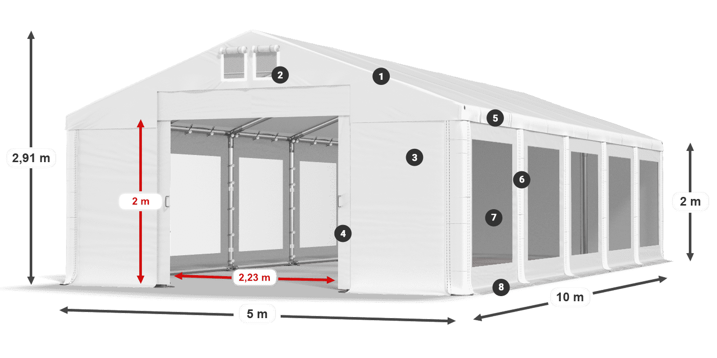 Streha: MS 580 PVC Stene: MS 580 PVC 2 m legenda
