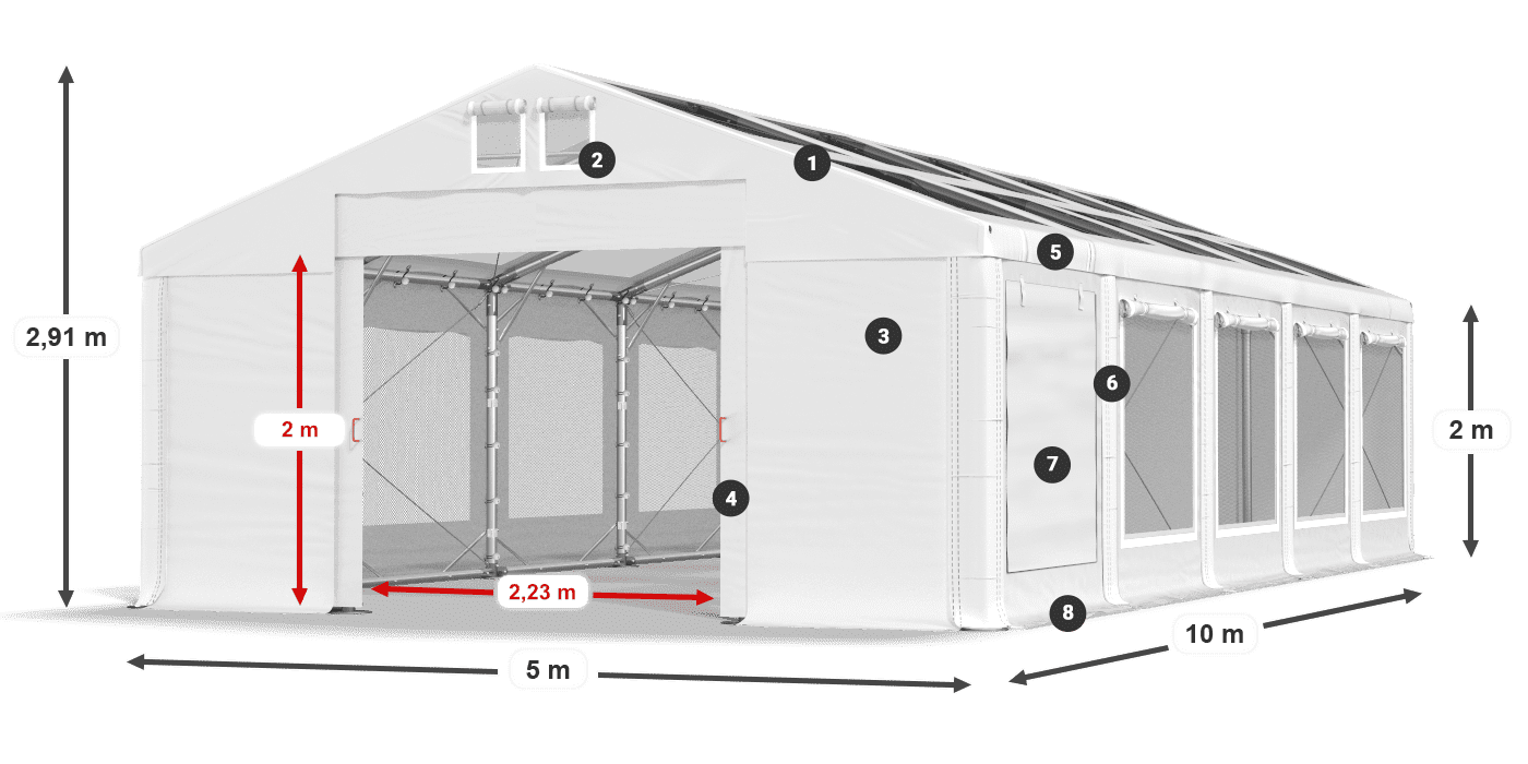 Streha: MS T 580 PVC Stene: SDM 500 PVC 2 m legenda