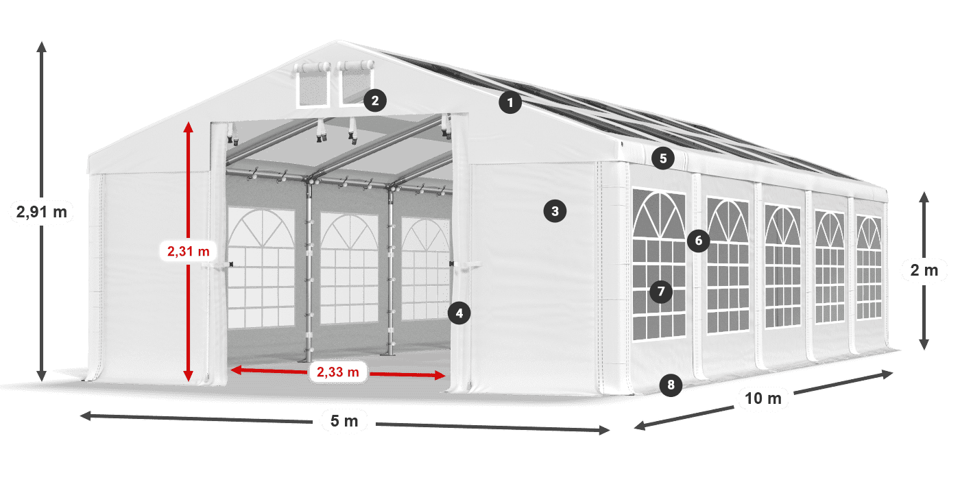 Streha: MS 580 PVC Stene: SD 500 PVC 2 m legenda