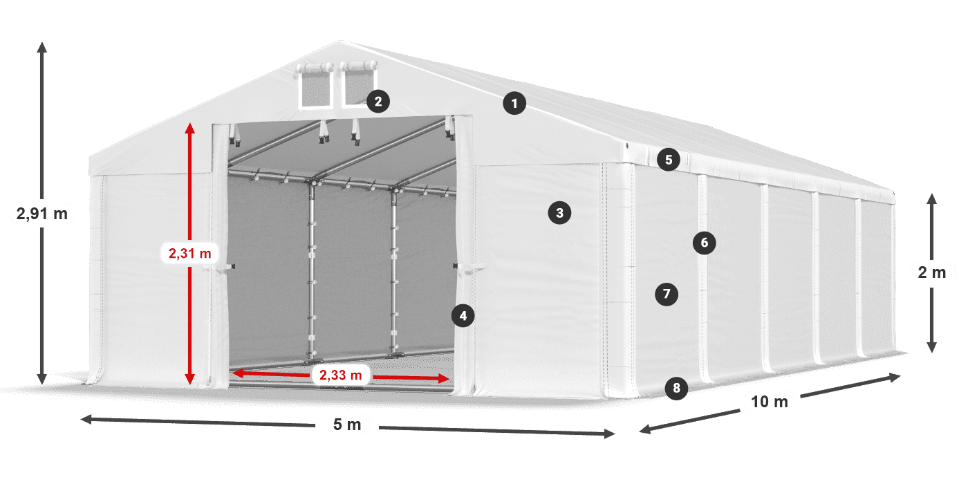 Streha: MS 580 PVC Stene: SD 500 PVC 2 m legenda