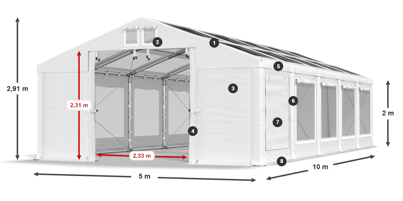 Streha: MS T 580 PVC Stene: SDM 500 PVC 2 m legenda