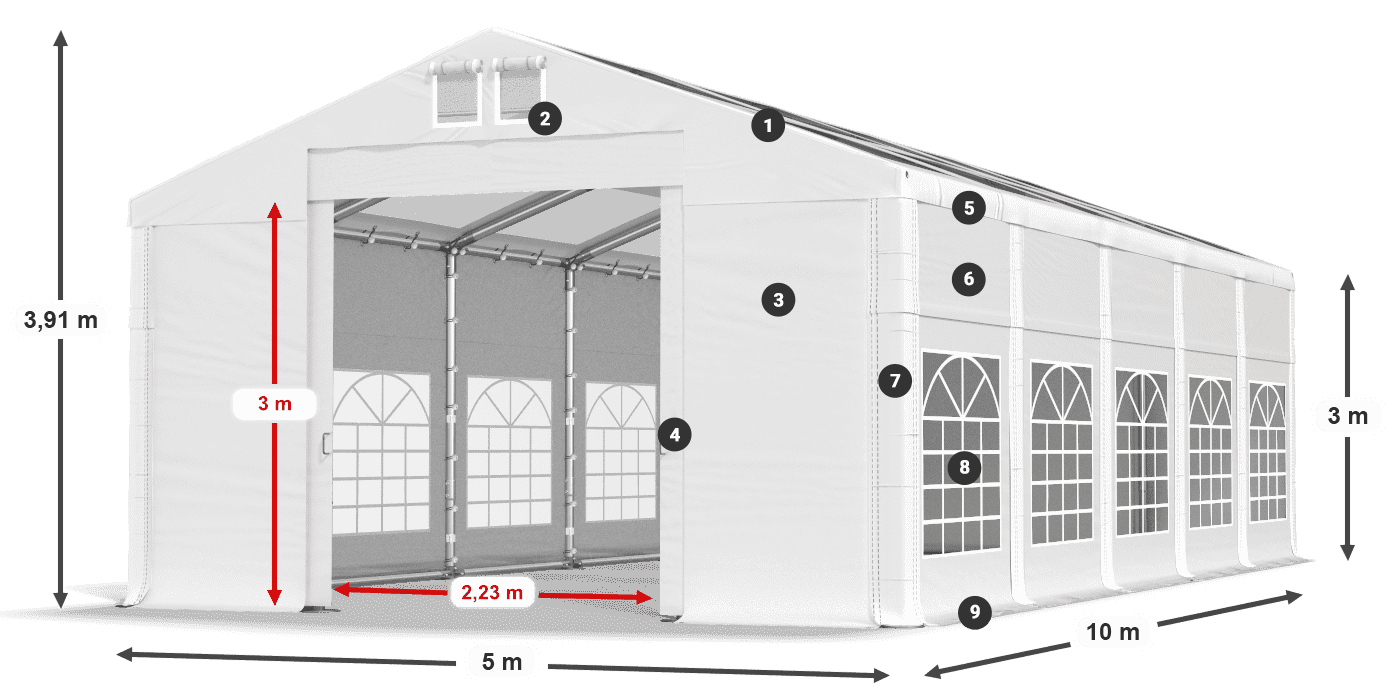 Streha: MS T 580 PVC Stene: FR 620 PVC 3 m legenda
