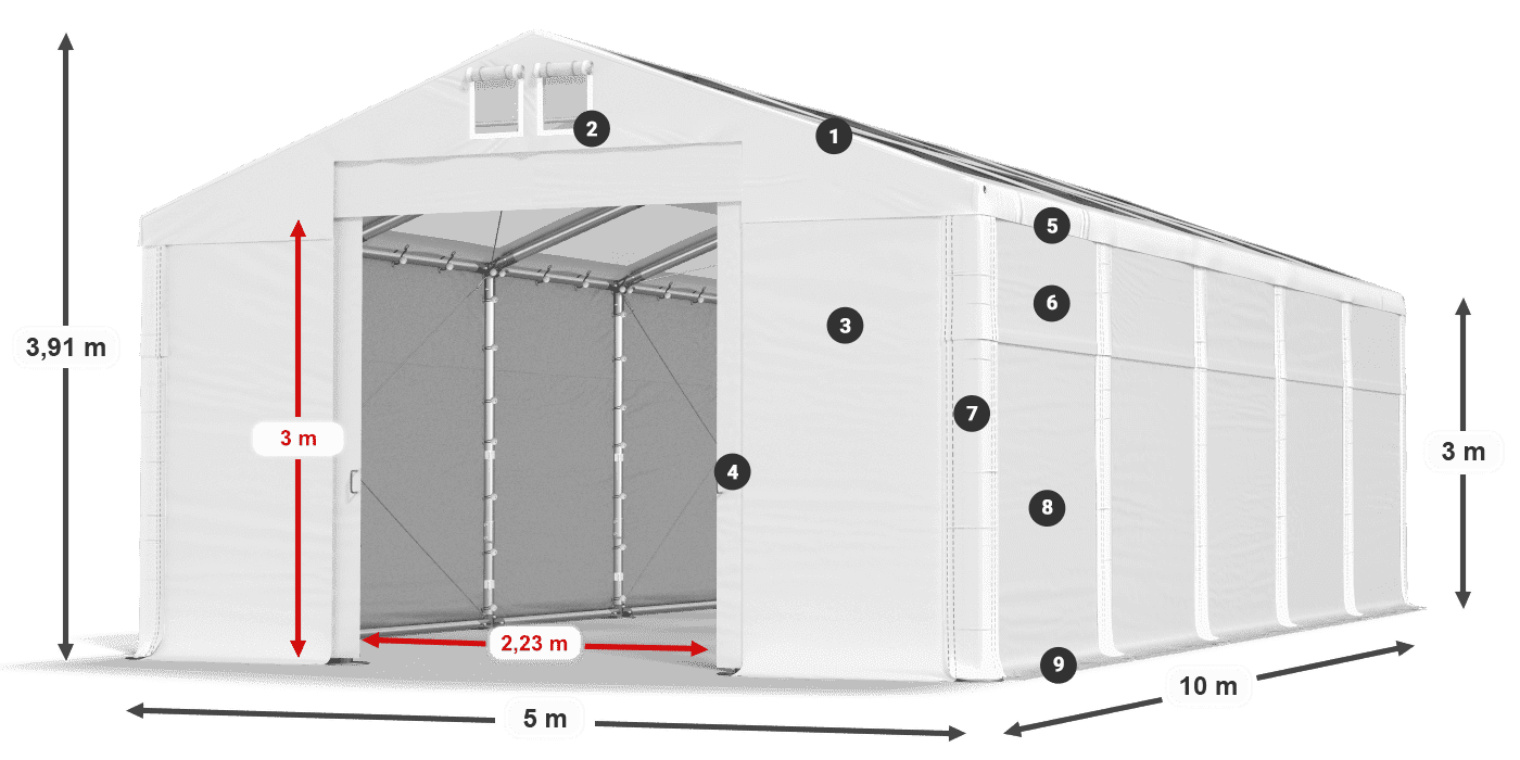 Streha: MS T 580 PVC Stene: FR 620 PVC 3 m legenda