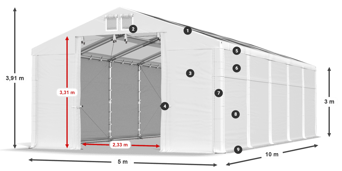 Streha: MS T 580 PVC Stene: FR 620 PVC 3 m legenda