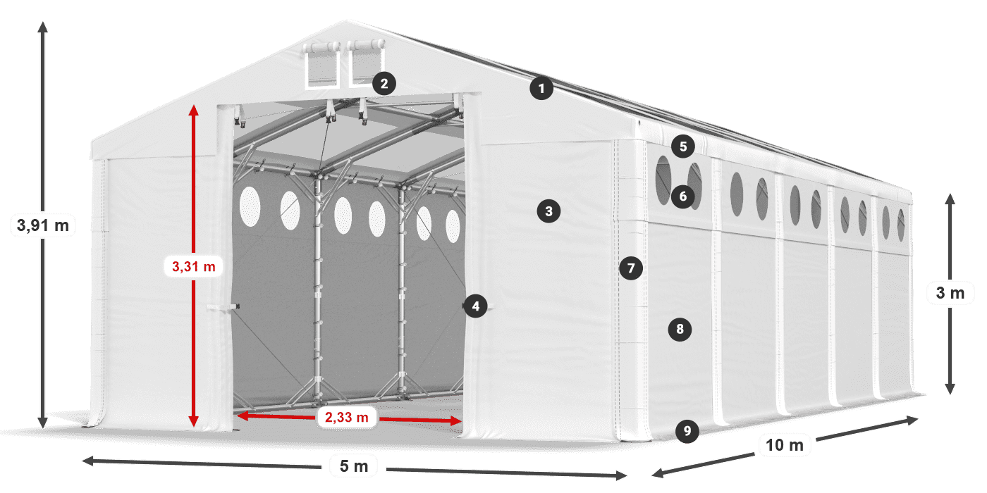 Streha: MS T 580 PVC Stene: MS O 580 PVC 3 m legenda