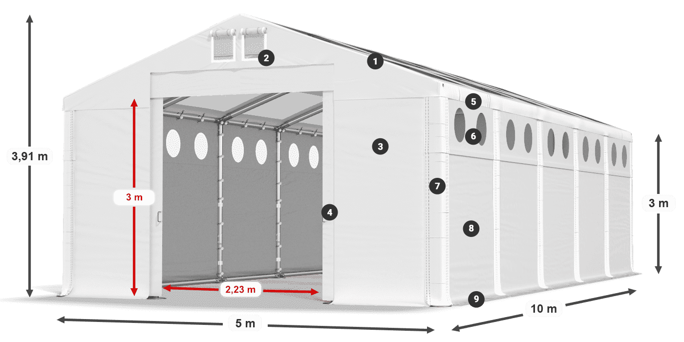 Streha: MS T 580 PVC Stene: MS O 580 PVC 3 m legenda