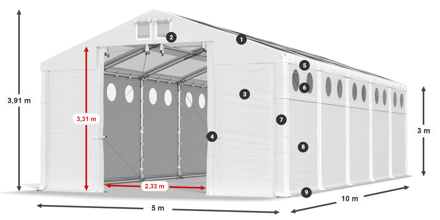Streha: MS T 580 PVC Stene: MS O 580 PVC 3 m legenda