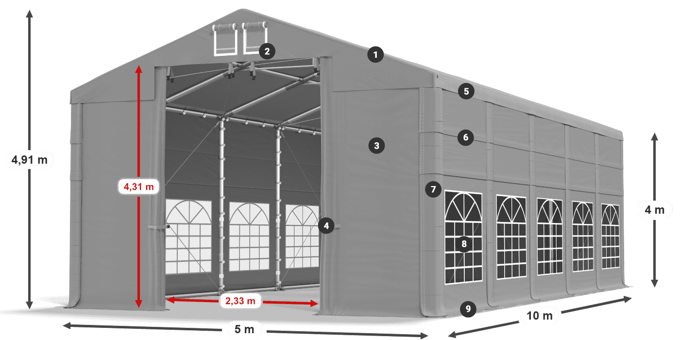 Streha: FR 620 PVC Stene: SD 500 PVC 4 m legenda