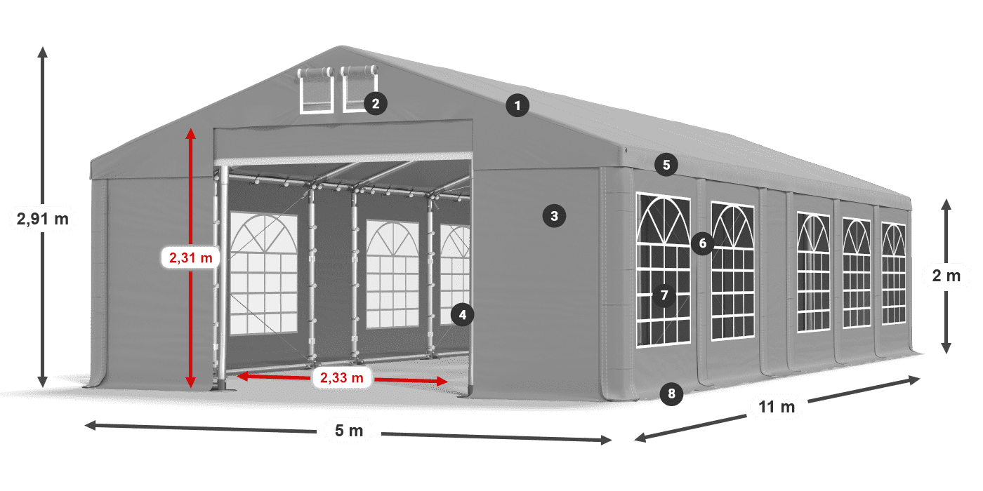 Streha: FR 620 PVC Stene: SD 500 PVC 2 m legenda