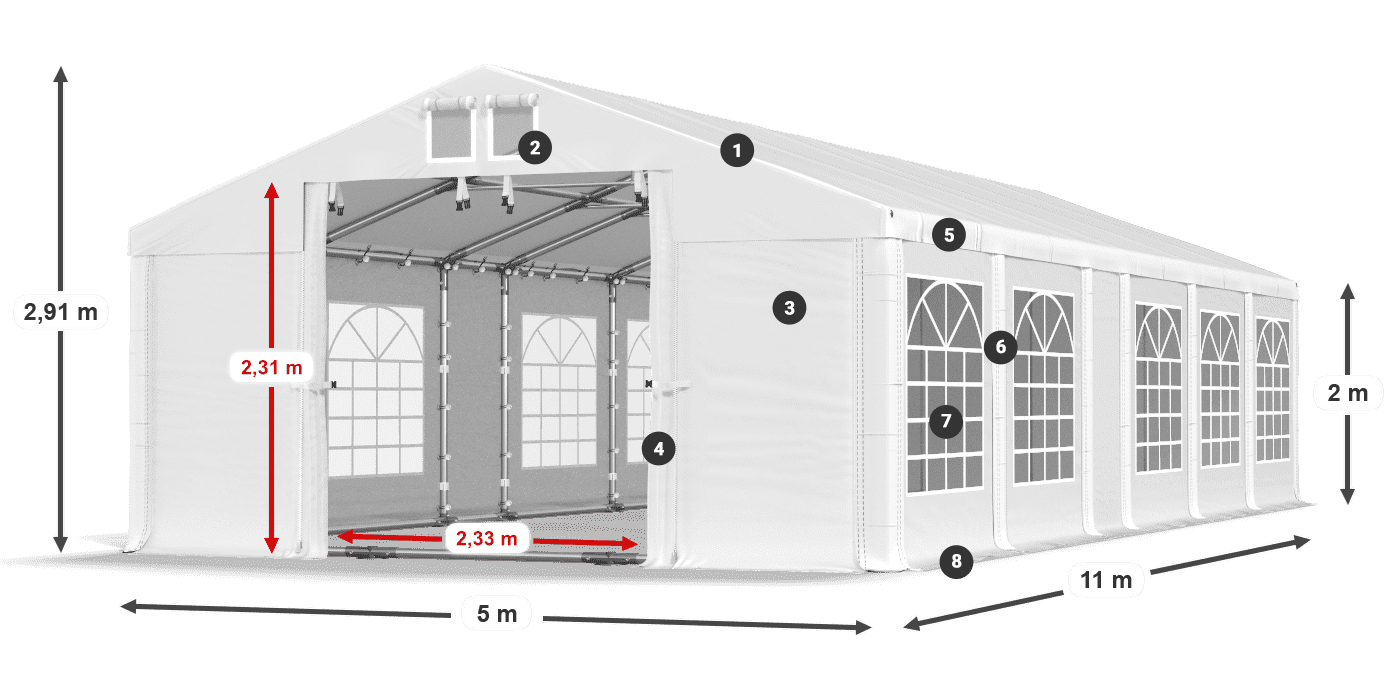 Streha: MS 580 PVC Stene: FR 620 PVC 2 m legenda