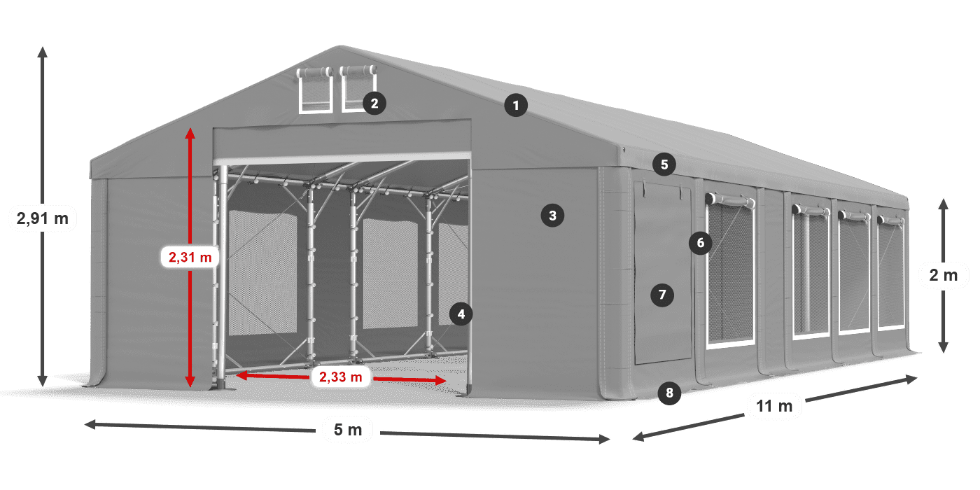 Streha: MS 580 PVC Stene: SD M 500 PVC 2 m legenda