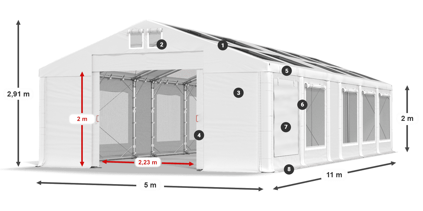Streha: MS T 580 PVC Stene: SDM 500 PVC 2 m legenda