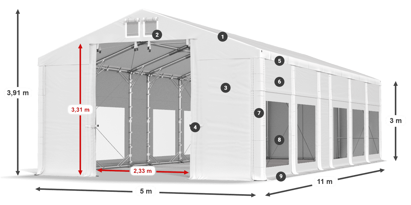 Streha: FR 620 PVC Stene: MS 580 PVC 3 m legenda