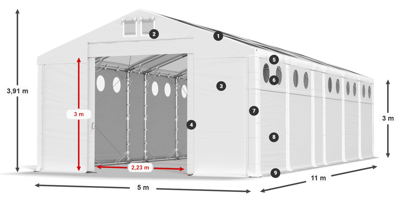 Streha: MS T 580 PVC Stene: FR O 620 PVC 3 m legenda