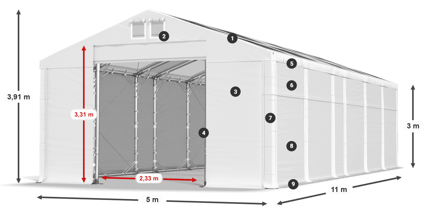 Streha: MS T 580 PVC Stene: SD 500 PVC 3 m legenda