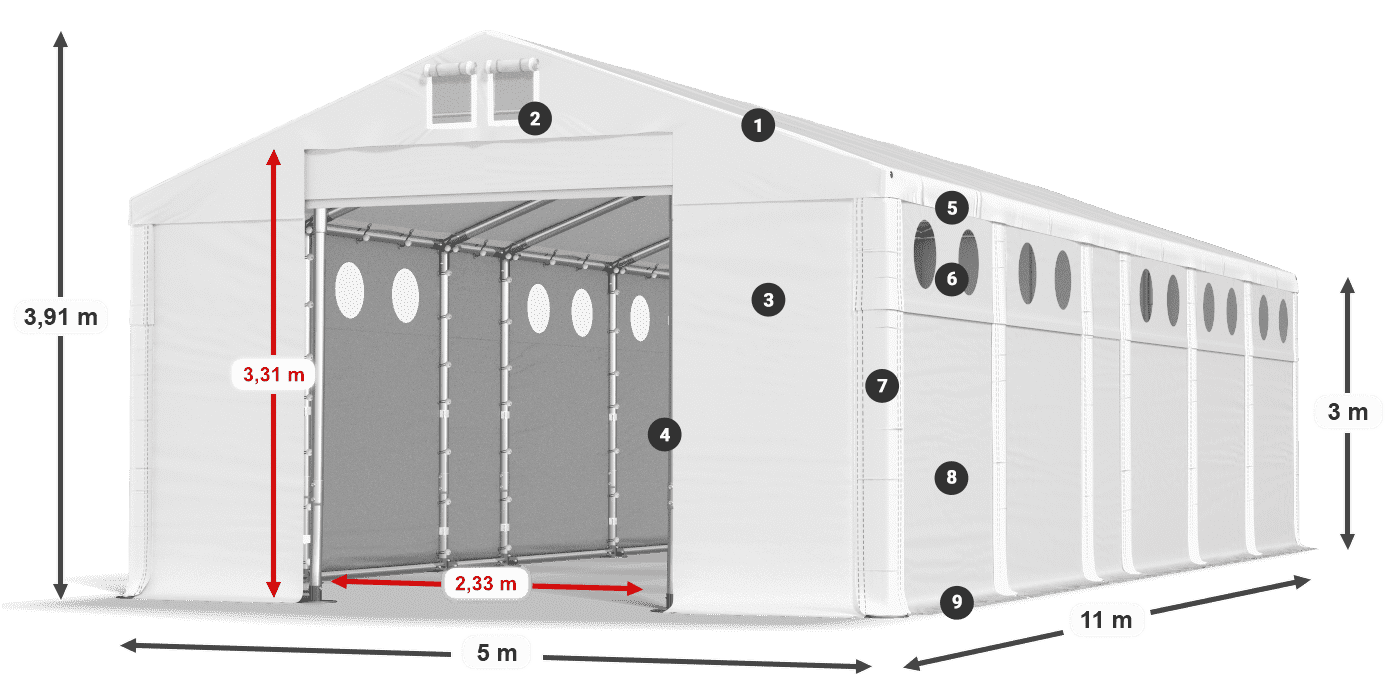 Streha: MS 580 PVC Stene: SD O 500 PVC 3 m legenda