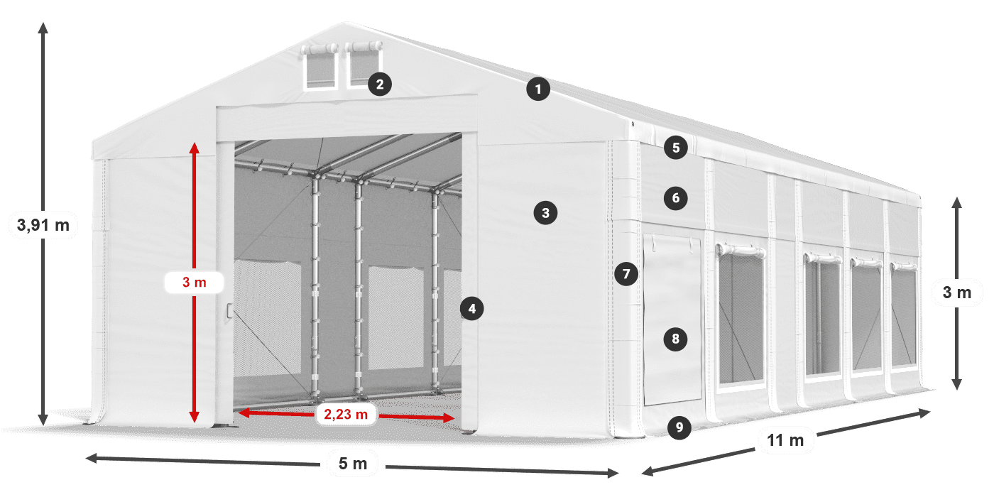 Streha: MS 580 PVC Stene: SD M 500 PVC 3 m legenda