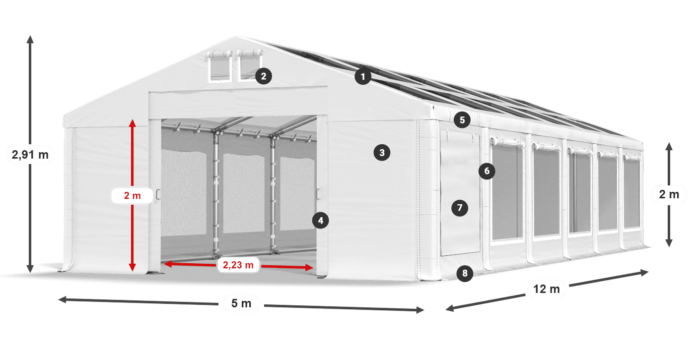 Streha: MS T 580 PVC Stene: SDM 500 PVC 2 m legenda