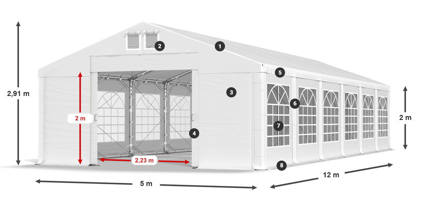 Streha: SD 560 PVC Stene: FR 620 PVC Legenda 2 m