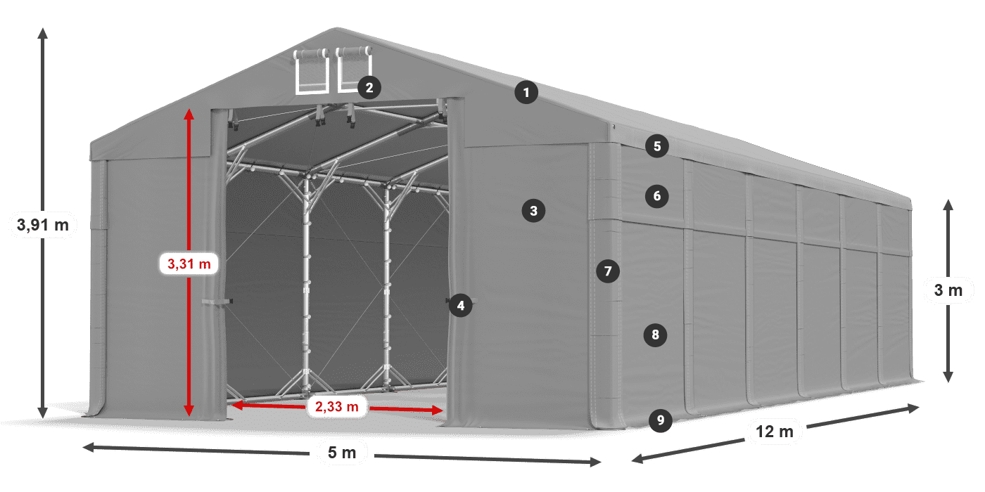Streha: FR 620 PVC Stene: MS 580 PVC 3 m legenda