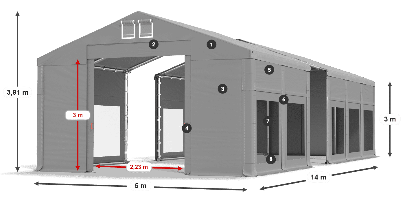Streha: MS 580 PVC Stene: MS 580 PVC 3 m legenda