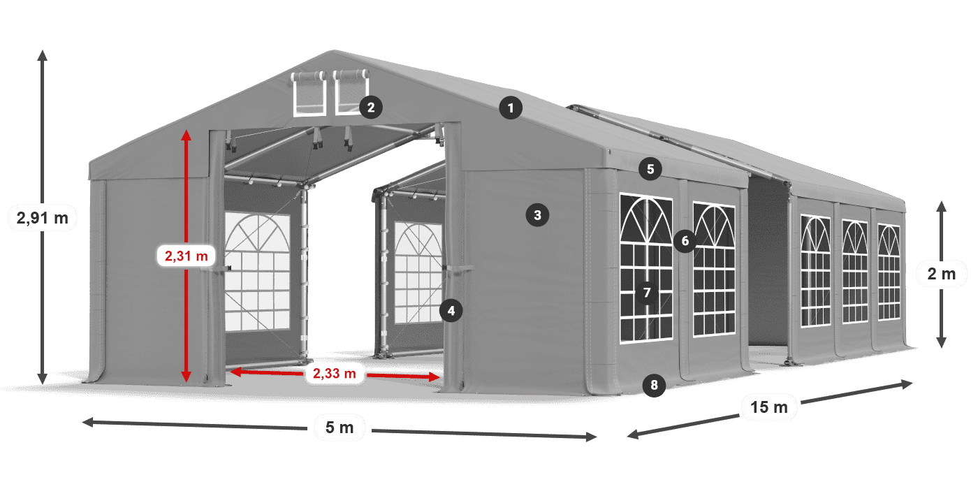 Streha: FR 620 PVC Stene: SD 500 PVC 2 m legenda