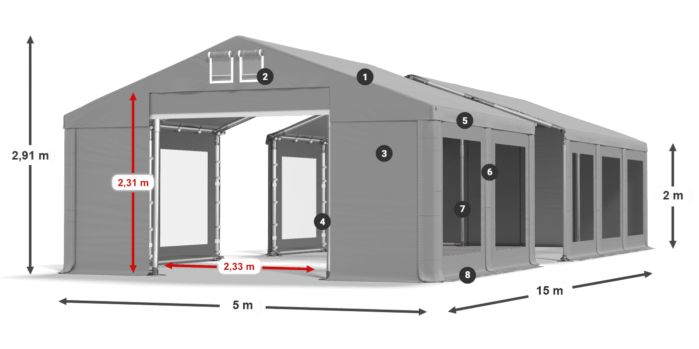 Streha: MS 580 PVC Stene: MS 580 PVC 2 m legenda