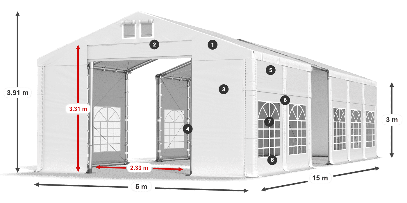 Streha: MS 580 PVC Stene: FR 620 PVC 3 m legenda