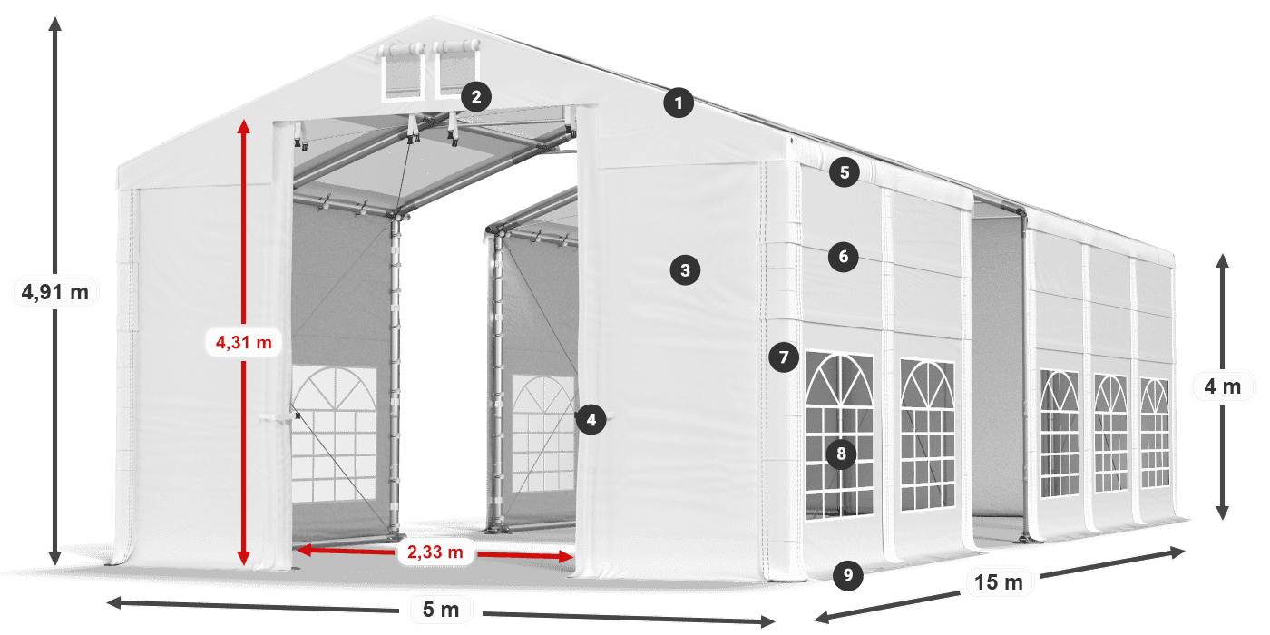 Streha: MS T 580 PVC Stene: SD 500 I PVC 4 m Legenda