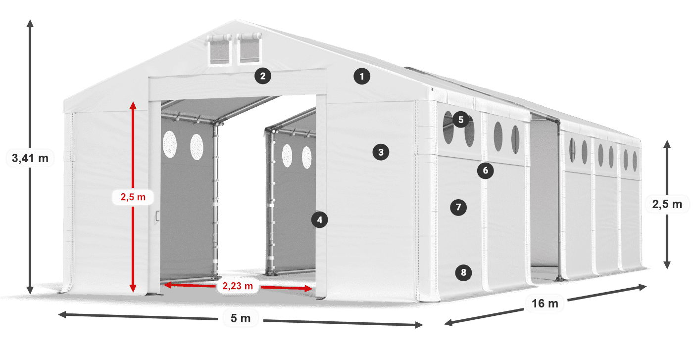 Streha: MS 580 PVC Stene: SD O 500 PVC 2,5 m legenda