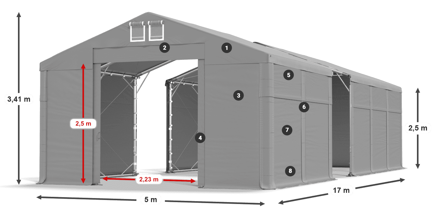 Streha: MS 580 PVC Stene: SD 500 PVC 2,5 m legenda