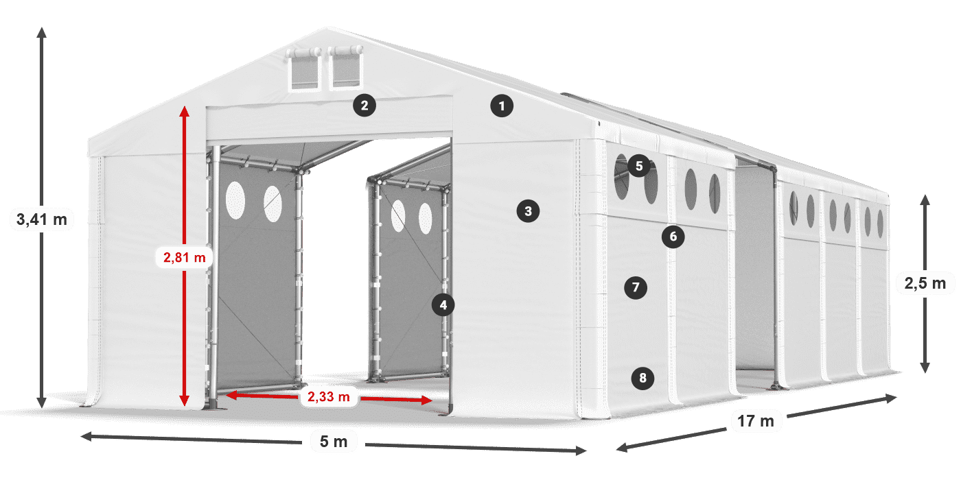 Streha: MS 580 PVC Stene: SD O 500 PVC 2,5 m legenda