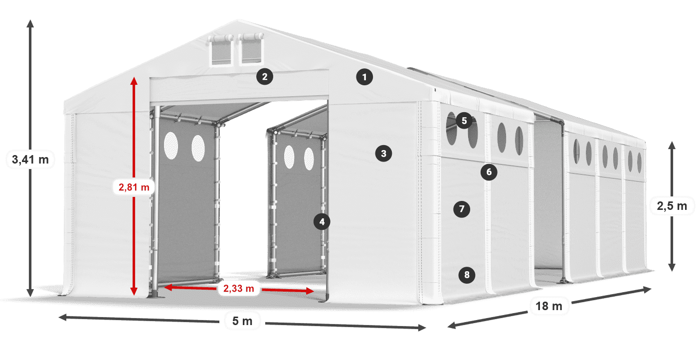 Streha: FR 620 PVC Stene: SD O 500 PVC 2,5 m legenda