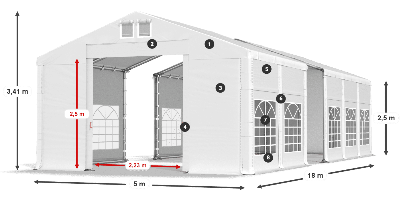 Streha: FR 620 PVC Stene: SD 500 PVC 2,5 m legenda