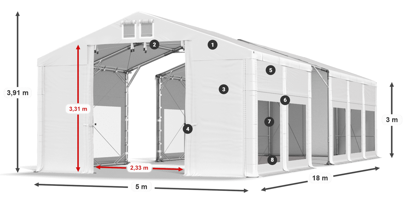 Streha: MS 580 PVC Stene: MS 580 PVC 3 m legenda