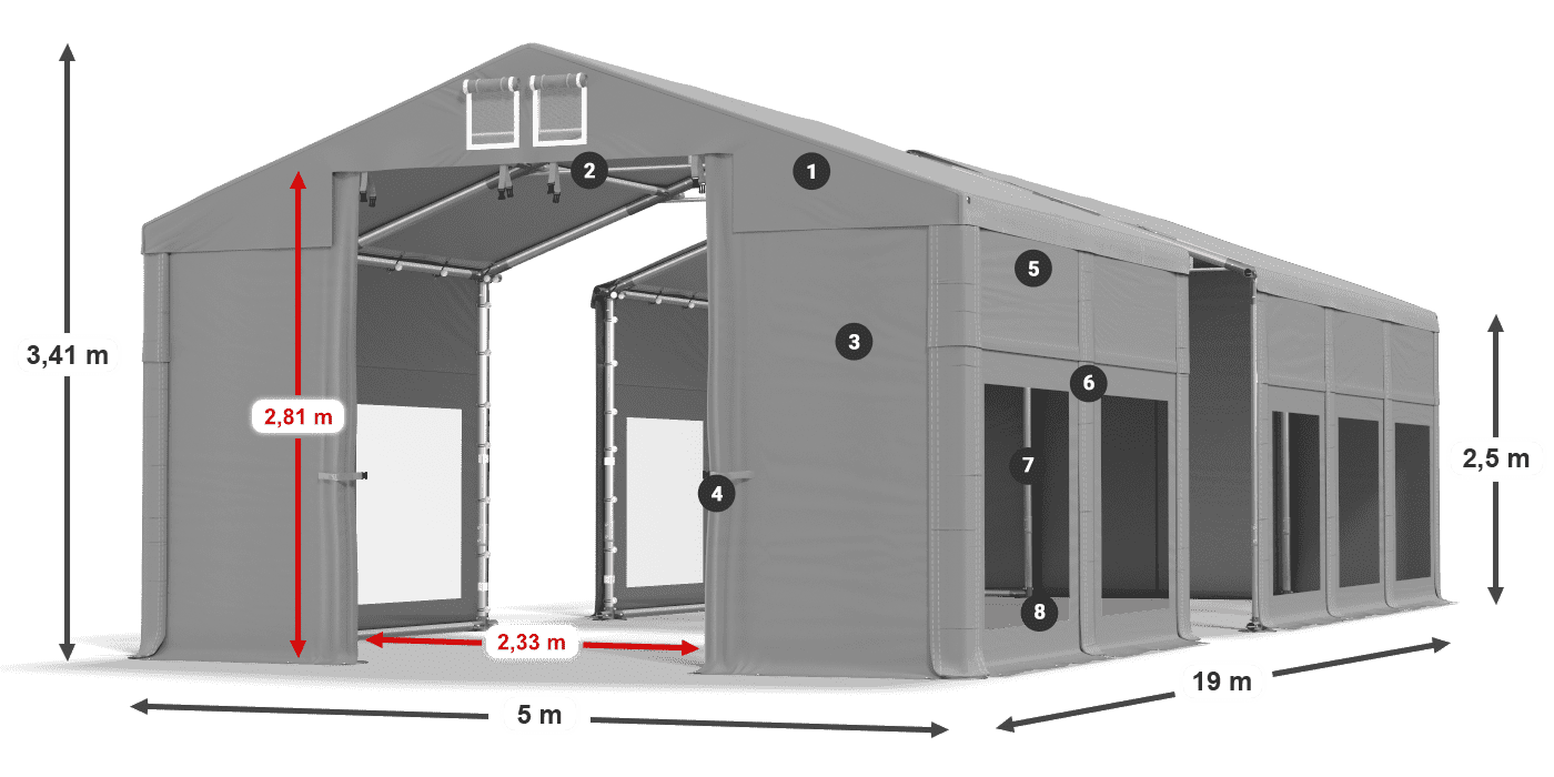 Streha: FR 620 PVC Stene: MS 580 PVC 2,5 m legenda