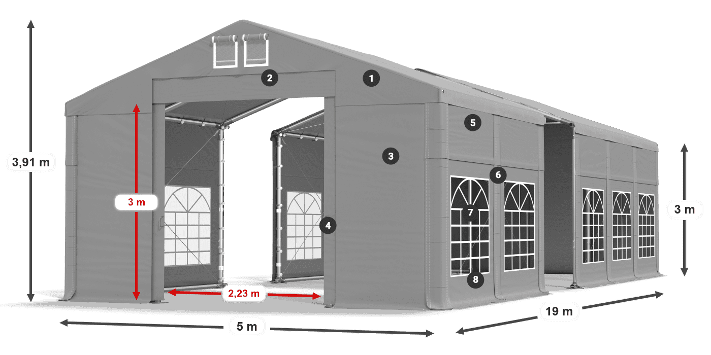 Streha: FR 620 PVC Stene: SD 500 PVC 3 m legenda