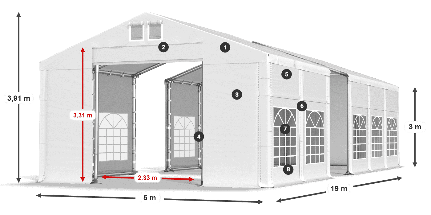 Streha: MS 580 PVC Stene: FR 620 PVC 3 m legenda