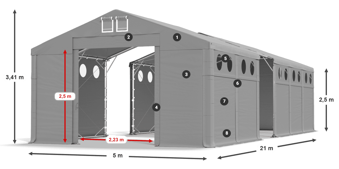 Streha: MS 580 PVC Stene: FR O 620 PVC 2,5 m legenda