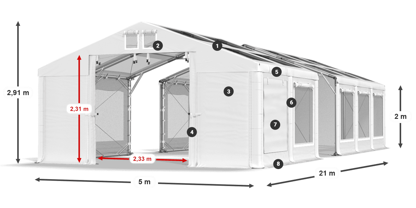 Streha: MS T 580 PVC Stene: SDM 500 PVC 2 m legenda